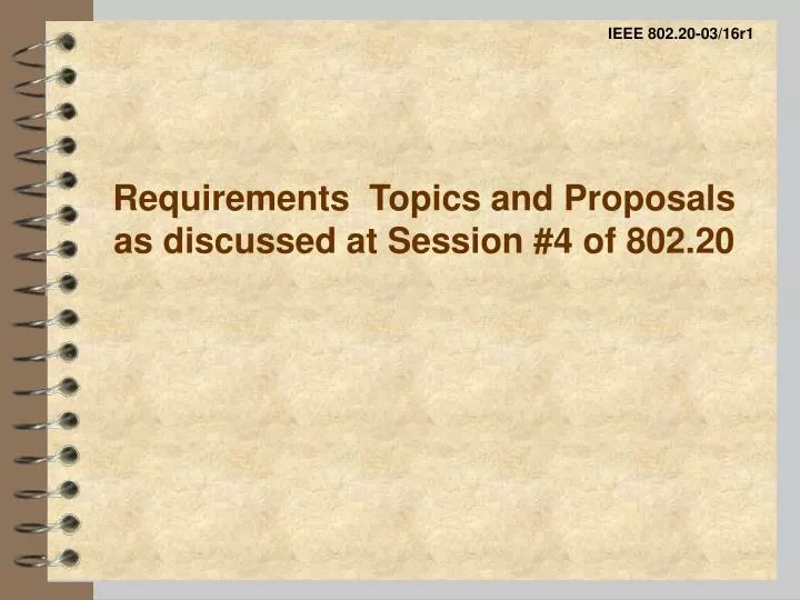 requirements topics and proposals as discussed at session 4 of 802 20