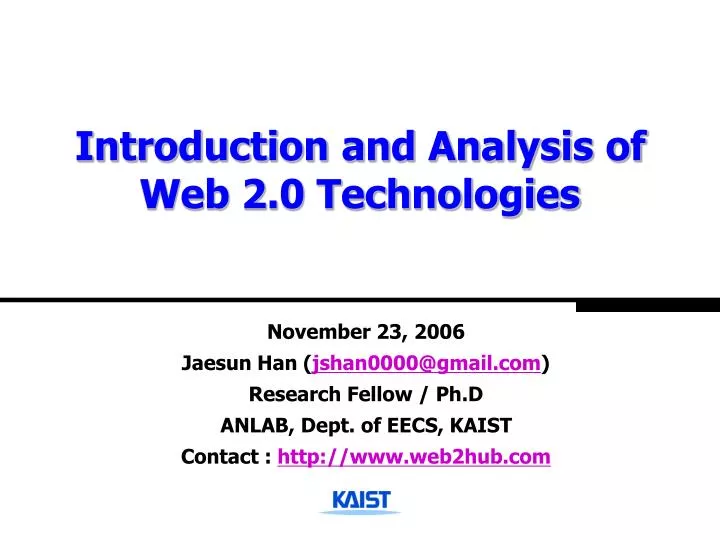 introduction and analysis of web 2 0 technologies