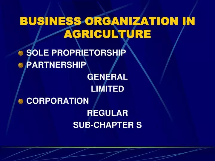 business organization in agriculture