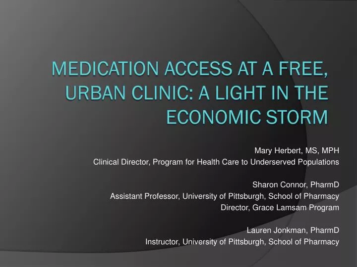 medication access at a free urban clinic a light in the economic storm