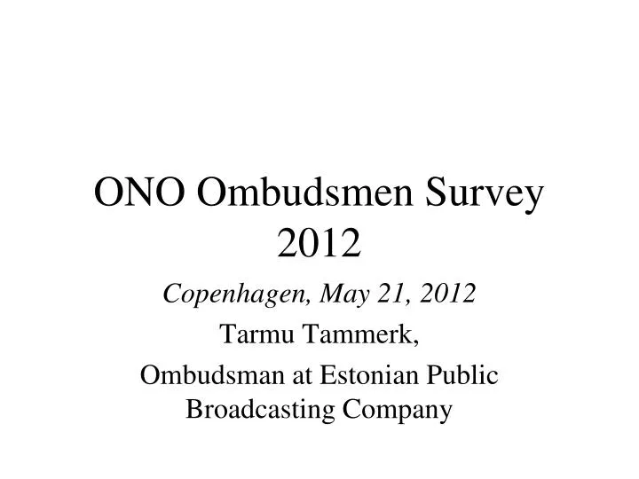ono ombudsmen survey 2012