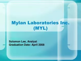 Mylan Laboratories Inc. (MYL)