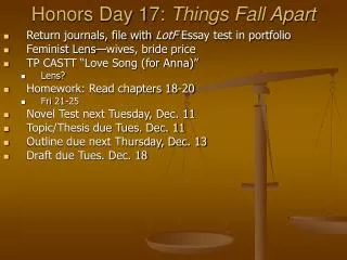 Honors Day 17: Things Fall Apart