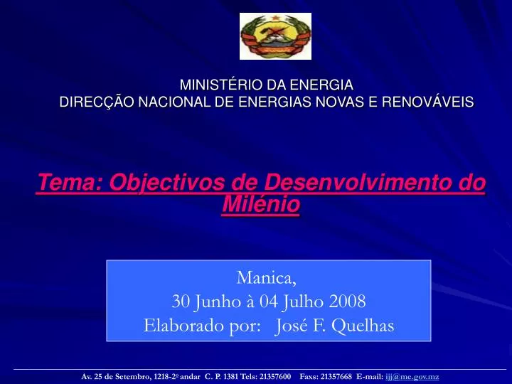 minist rio da energia direc o nacional de energias novas e renov veis