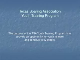 Texas Soaring Association Youth Training Program