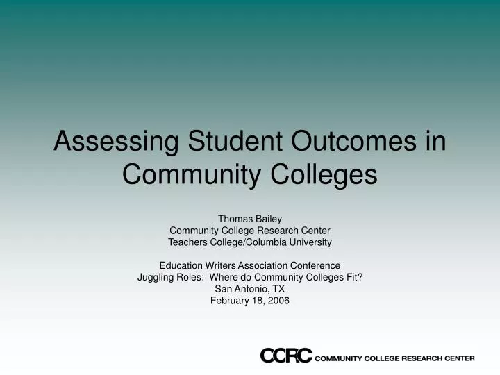 assessing student outcomes in community colleges