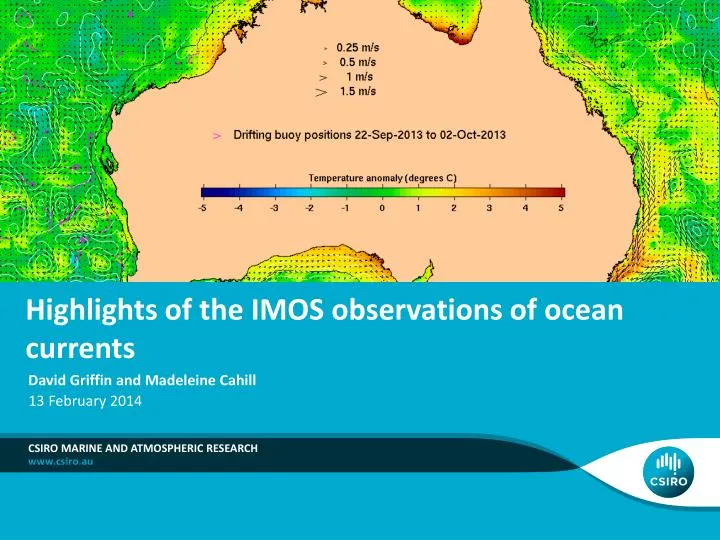 highlights of the imos observations of ocean currents