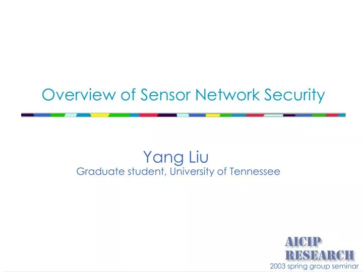 overview of sensor network security