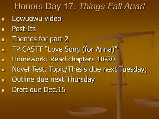 Honors Day 17: Things Fall Apart