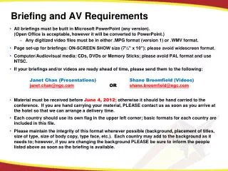 Briefing and AV Requirements