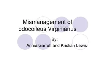 Mismanagement of odocoileus Virginianus