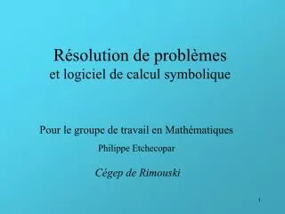 r solution de probl mes et logiciel de calcul symbolique