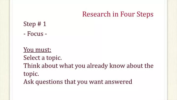 research in four steps