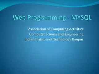 Web Programming - MYSQL