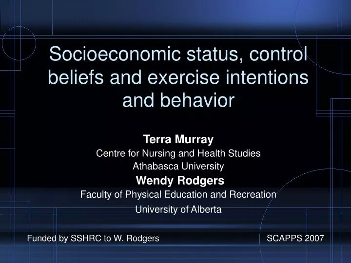 socioeconomic status control beliefs and exercise intentions and behavior
