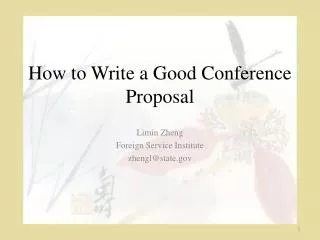 How to Write a Good Conference Proposal