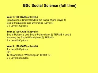 BSc Social Science (full time)