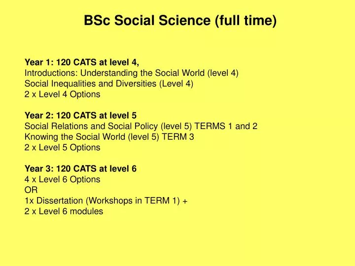 bsc social science full time