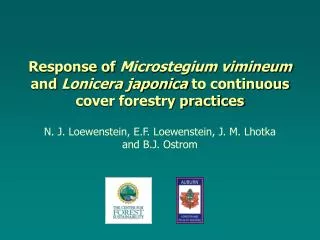 Response of Microstegium vimineum and Lonicera japonica to continuous cover forestry practices