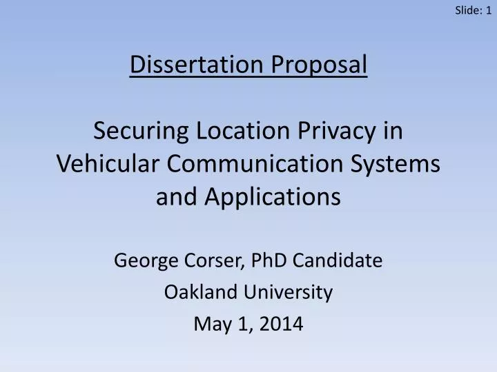 dissertation proposal securing location privacy in vehicular communication systems and applications