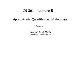 CS 361 Lecture 5