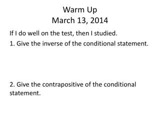 Warm Up March 13, 2014