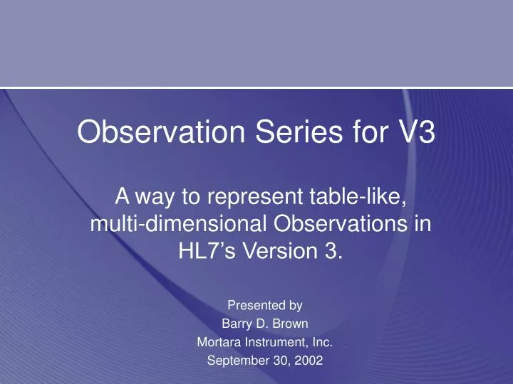 observation series for v3