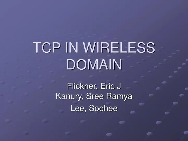 tcp in wireless domain