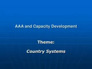 AAA and Capacity Development