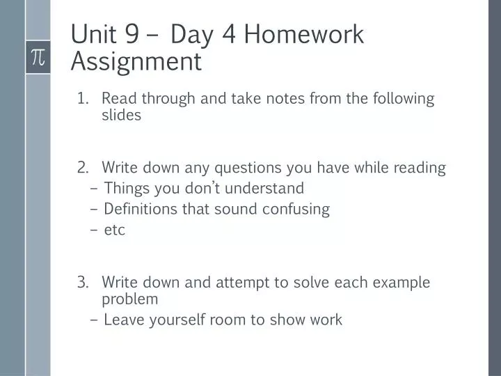 unit 9 day 4 homework assignment
