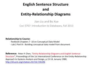 English Sentence Structure and Entity-Relationship Diagrams