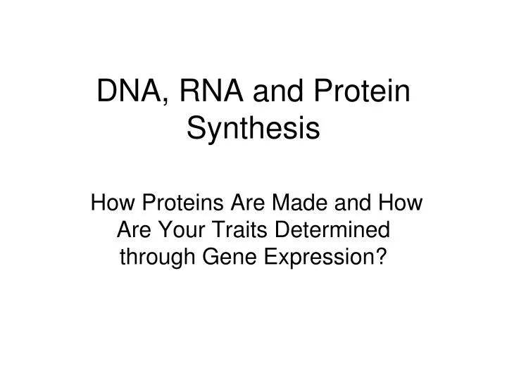 dna rna and protein synthesis