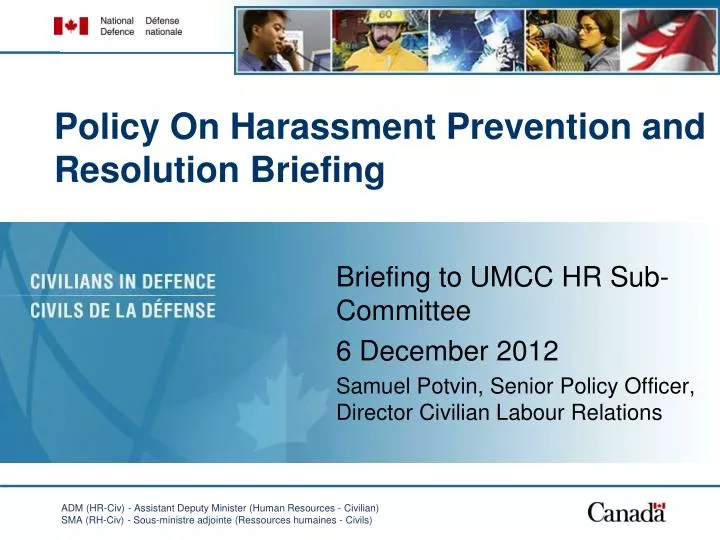 policy on harassment prevention and resolution briefing