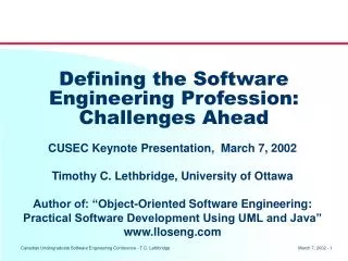 Defining the Software Engineering Profession: Challenges Ahead