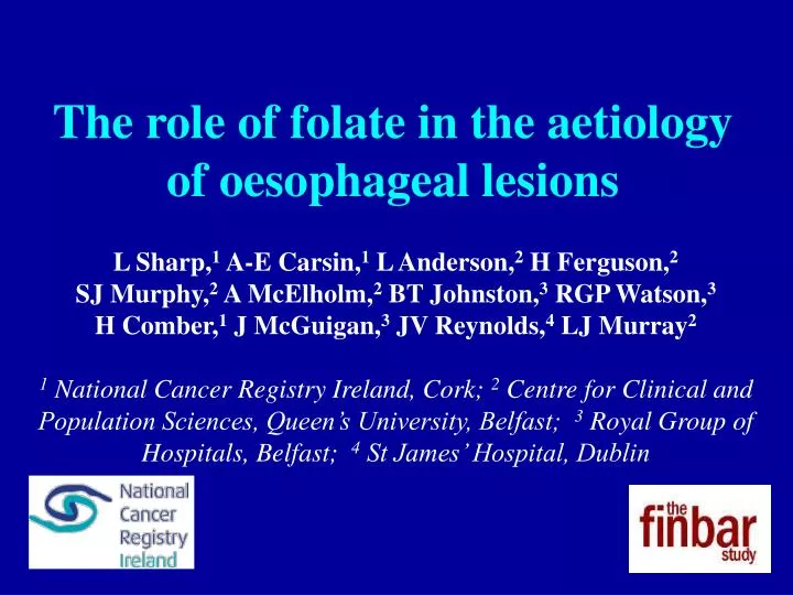 the role of folate in the aetiology of oesophageal lesions