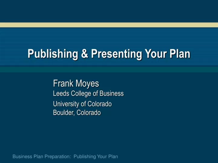publishing presenting your plan