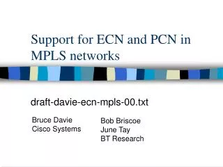 Support for ECN and PCN in MPLS networks