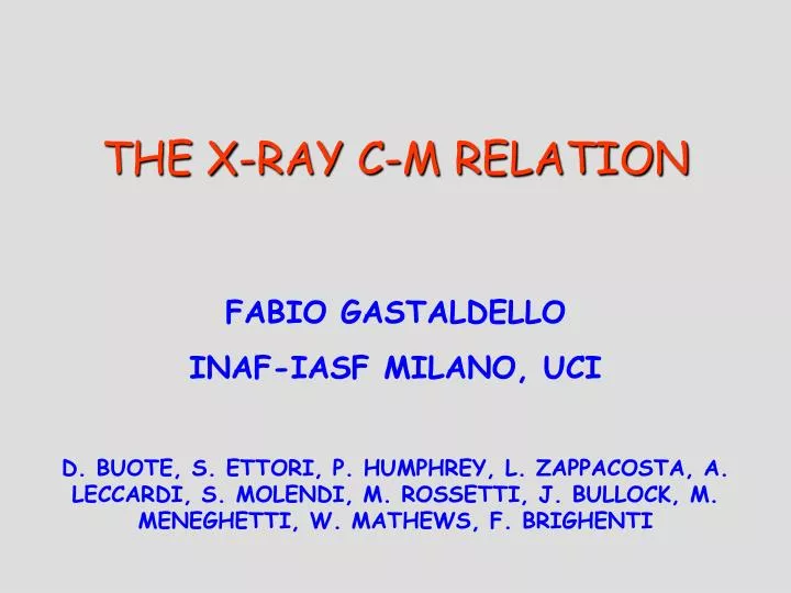 the x ray c m relation