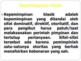 kepemimpinan klasik