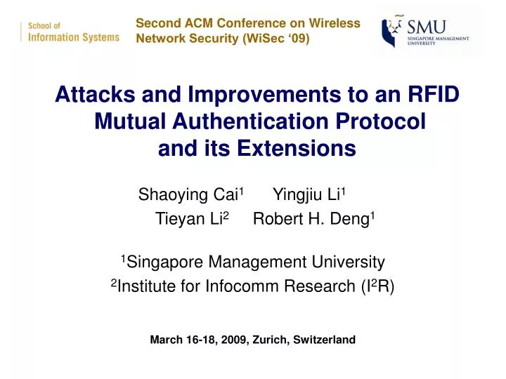 attacks and improvements to an rfid mutual authentication protocol and its extensions
