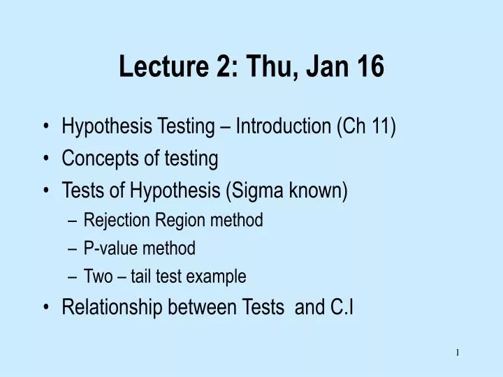 lecture 2 thu jan 16