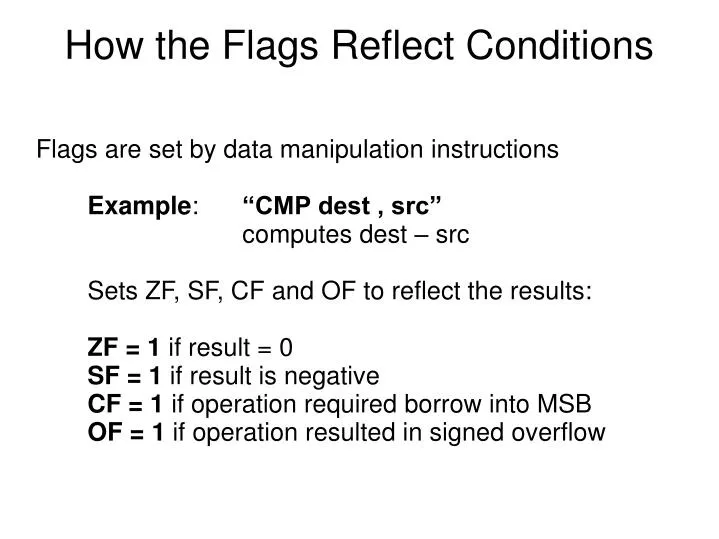 how the flags reflect conditions