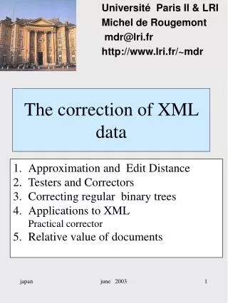 The correction of XML data