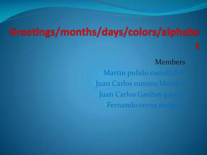 greetings months days colors alphabet