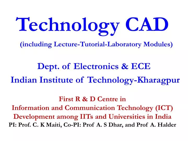 technology cad including lecture tutorial laboratory modules