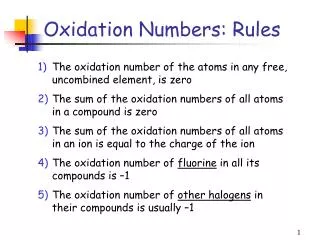 Oxidation Numbers: Rules