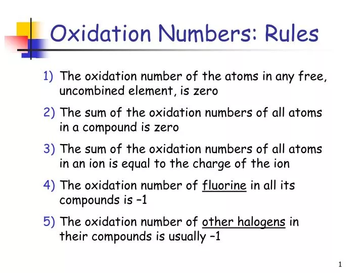 Oxidation Number Rules Worksheet Answers