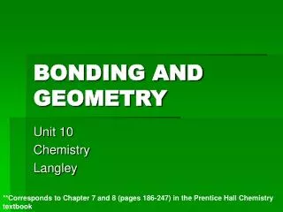 BONDING AND GEOMETRY