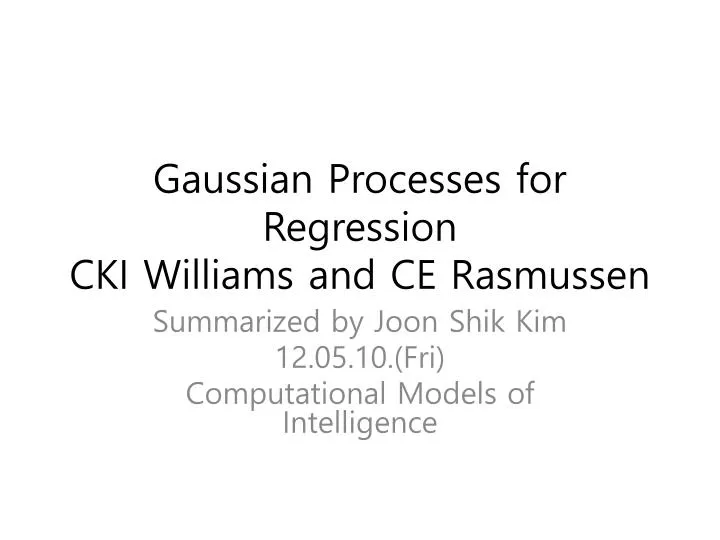 gaussian processes for regression cki williams and ce rasmussen