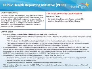 Public Health Reporting Initiative (PHRI)